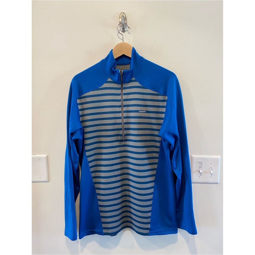Patagonia mens capilene Half Zip Pullover medium blue base layer outdoors